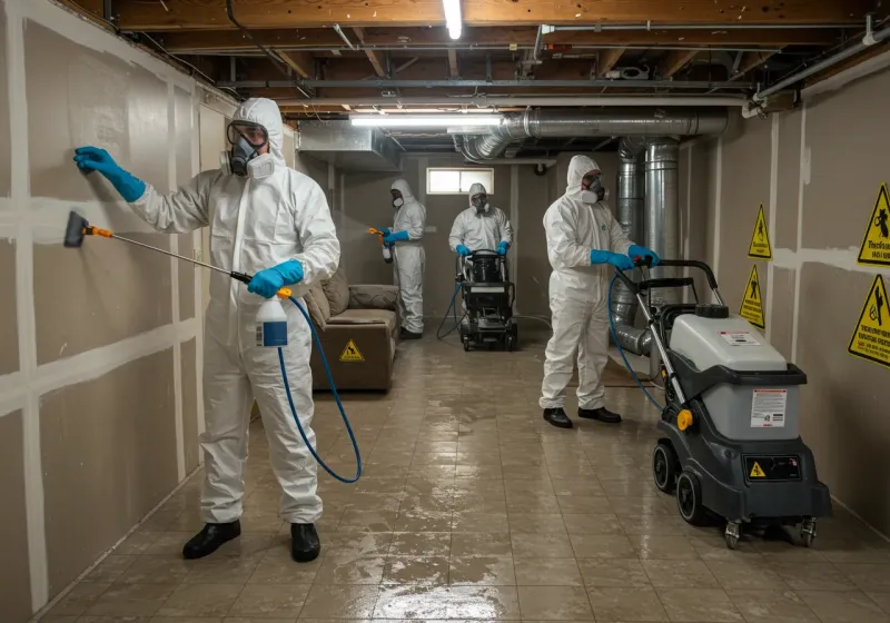 Basement Moisture Removal and Structural Drying process in Oakland, TN